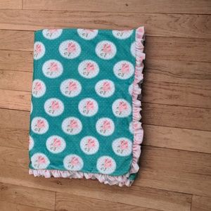 Sweethoney minkey rose print ruffle blanket 52"X29"